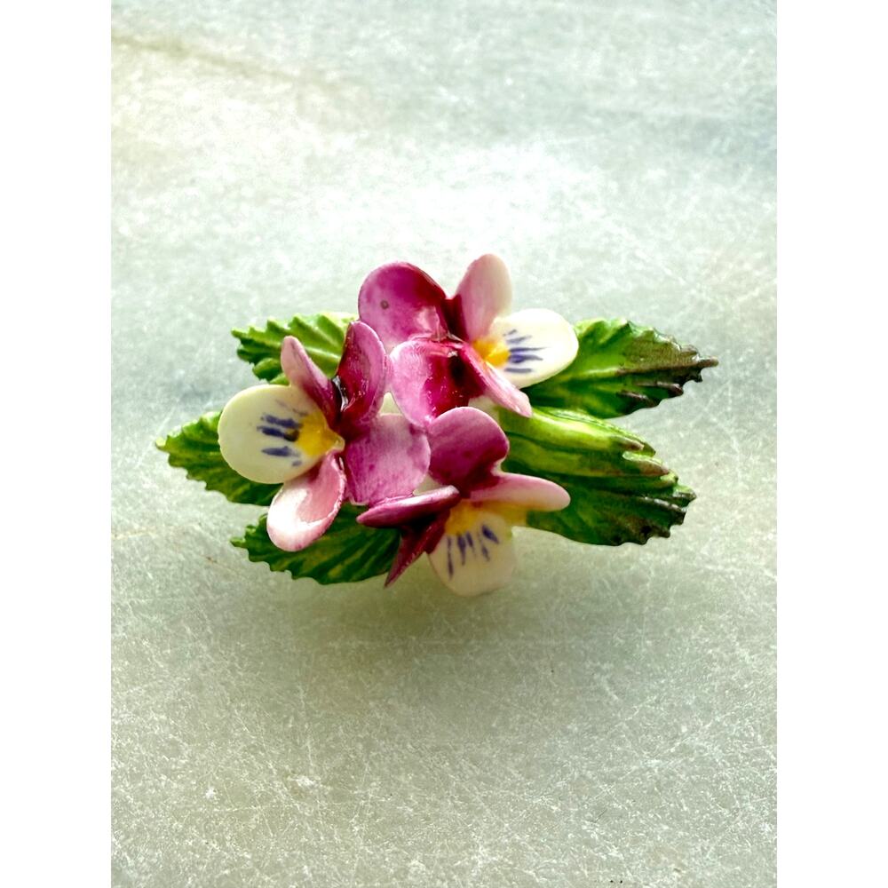 Vintage Pansy Flower Brooch/Pin Hand Painted Bone China Made in England Dainty